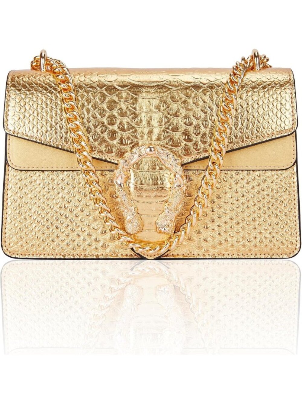 Stylish Snake Print Leather Crossbody & Satchel Purse - Luxury Chain Bag for